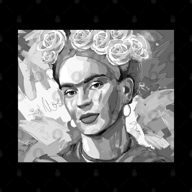 Frida Kahlo Black and White 1 by mailsoncello