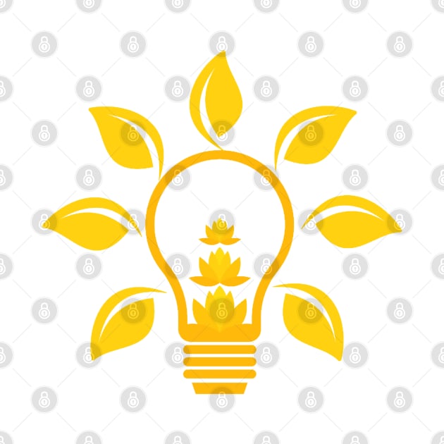 Lampe avec une fleur jaune, Bulb with yellow flower, by Zinoo