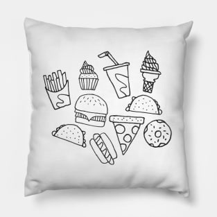 Fast Food Monoline Doodle Pillow