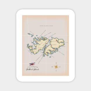 Illustrated map of the British Falkland Islands Magnet