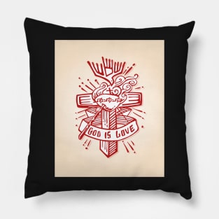 Religious Cross illustration God is Love Pillow