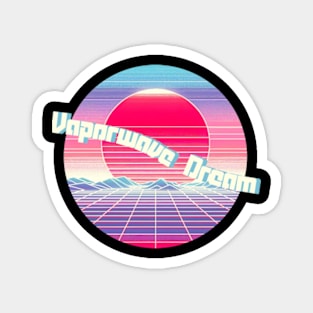 Vaporwave Dreams 80s Retro Sunset Grid Design Magnet