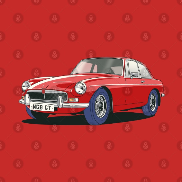 MGB GT Vintage Car in Flame Red by Webazoot