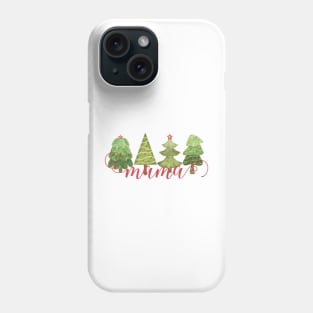 Script Mama Cute Whimsical Christmas Trees Phone Case