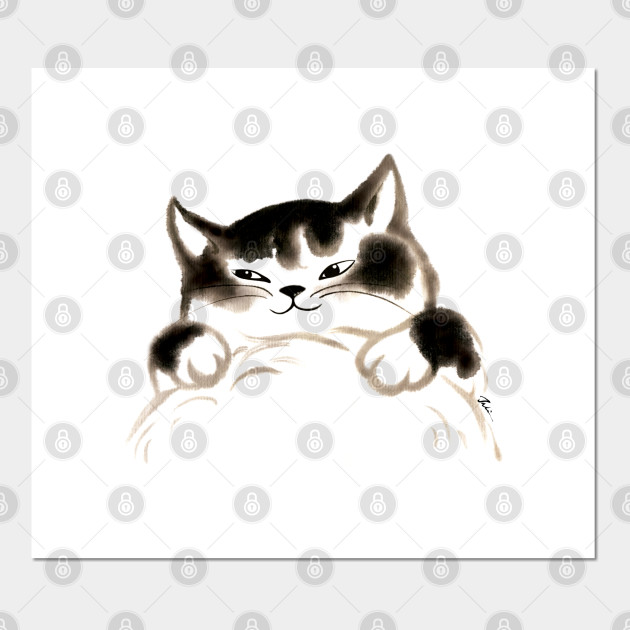 Hug Me Fat Cat Cat Affiche Et Impression D Art Teepublic Fr