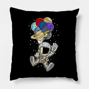 Astronaut Baloon Planets • Funny And Cool Sci-Fi Cartoon Drawing Design Great For Any Occasion And For Everyone Pillow