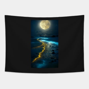 Midnight sky shore glow Tapestry