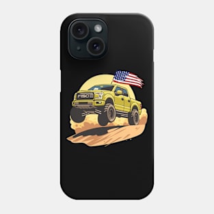 F150 car truck offroad jump on desert yellow Phone Case