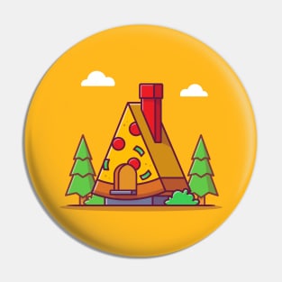 Pizza Shop Cartoon Illustration Pin