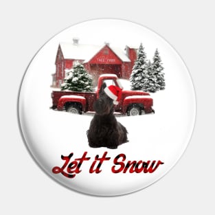 Scottish Terrier Let It Snow Tree Farm Red Truck Christmas Pin