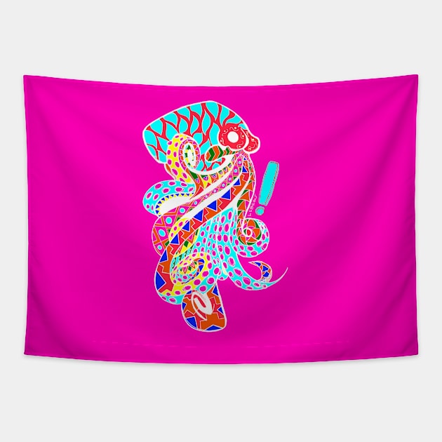 don pulpo ecopop in deep sea with mexican patterns Tapestry by jorge_lebeau