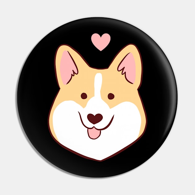 Cute corgi face with a heart illustration Pin by Yarafantasyart