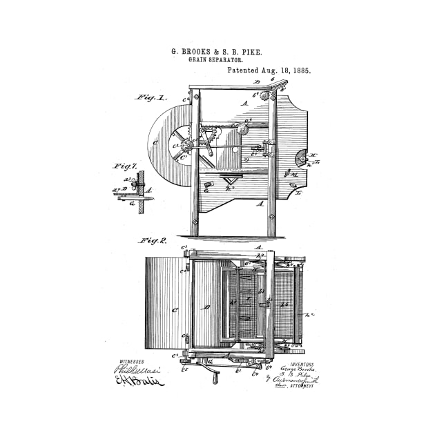 Grain Separator Vintage Patent Hand Drawing by TheYoungDesigns