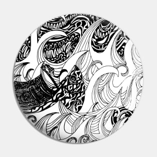 Boat In The Night / Psychedelic Abstract Stormy Sea Pin