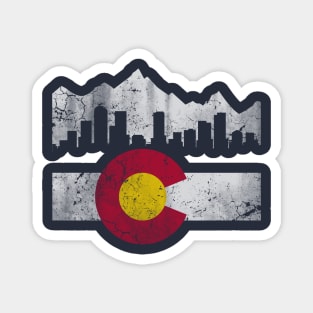 Vintage State of Colorado Flag Skyline Magnet