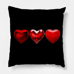 Three red hearts Shinning love Pillow