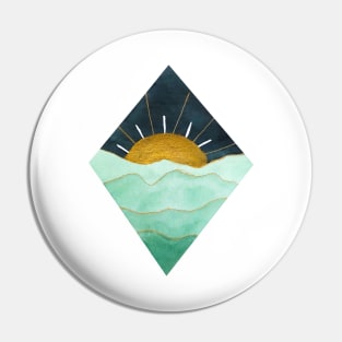 Green and Gold Sunset Pin