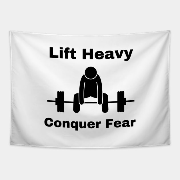 Lift Heavy, Conquer fear - powerlifting Tapestry by Patterns-Hub