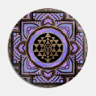 Golden Sri Yantra  / Sri Chakra in pastel lotus Pin