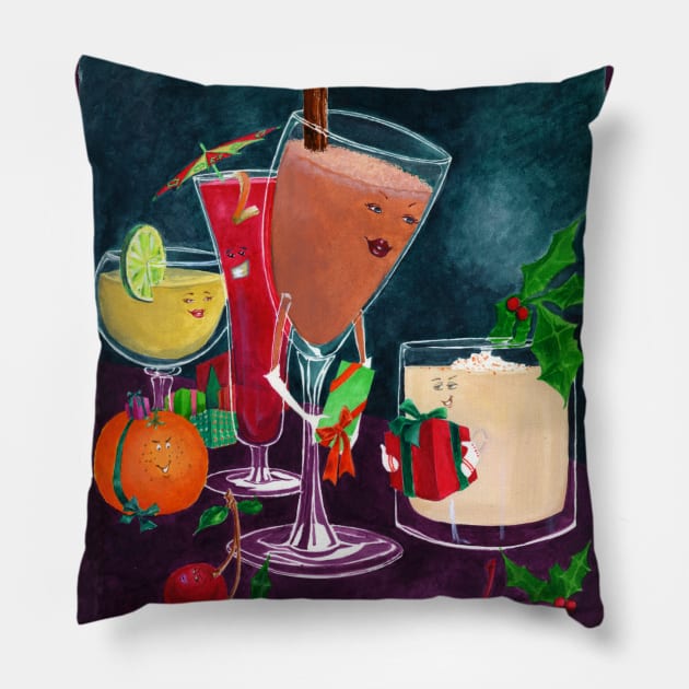 Festive Drinks Pillow by moonfreakformula