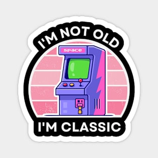 I'm not old, I'm Classic | Arcade | Retro Hardware | Vintage Sunset | Gamer girl | '80s '90s Video Gaming Magnet