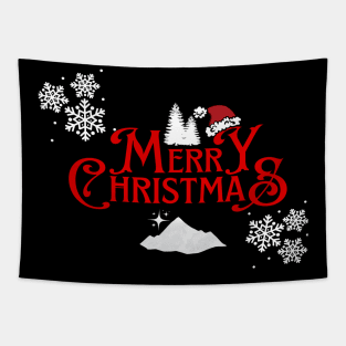 Merry Christmas Snowflakes Santa Hat Design Tapestry