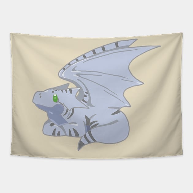 Cute Grey Cat Dragon Tapestry by SugarDrake