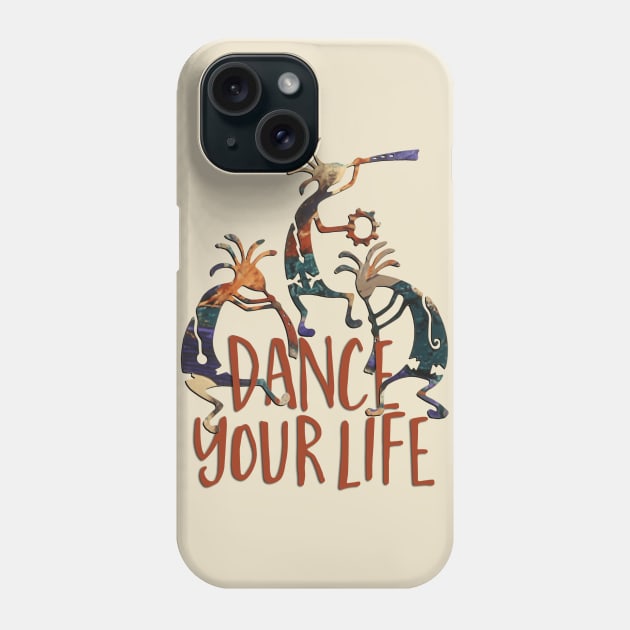 Kokopelli Musican Trio Dance Your Life Phone Case by EDDArt