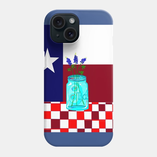 Texas State Flower and Texas Flag Vintage Phone Case by YudyisJudy