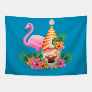 Summertime Gnome and Flamingo Tapestry