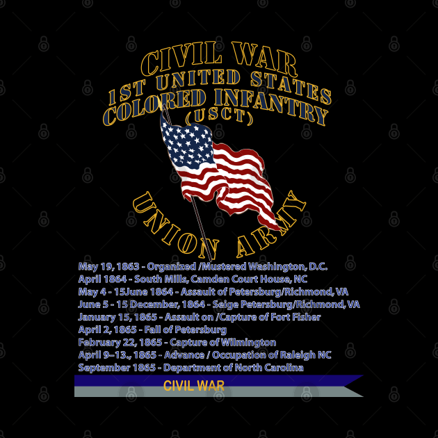 Civil War - 1st United States Colored Infantry (USCT) - USA w Streamer Civil War X 300 by twix123844