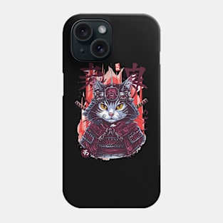 Japanese Art Cat Ninja Anime Style Samurai Cat Phone Case