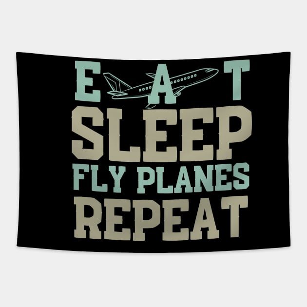 Vintage Eat Sleep Fly Planes Repeat Steward Flight Attendan Tapestry by click2print