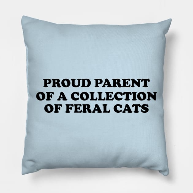 Proud Parent of a Collection of Feral Cats Shirt, Ironic Funny shirt, Proud Mother, Proud Father, Proud Parent Pillow by Y2KSZN