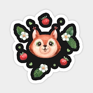 Squirrel and strawberry Magnet