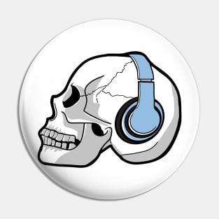 Skull wearing headphones Pin