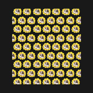 yellow flower cat pattern T-Shirt