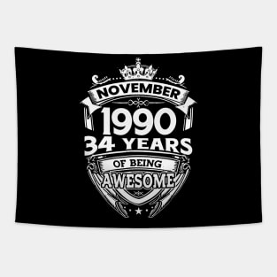 November 1990 34 Years Of Being Awesome 34th Birthday Tapestry