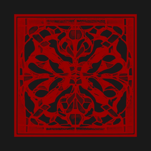 Abstract Symmetrical Lattice Print - Crimson Aesthetic by BubbleMench