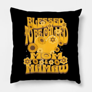 Womens Blessed To Be Called Mom And Mamaw Sunflower Mothers Day Pillow