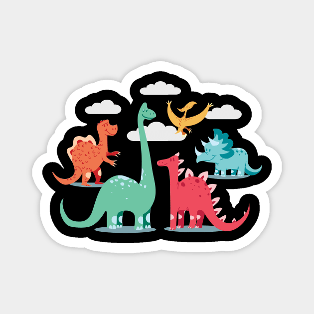 cute animal cartoon - dinosaurs Magnet by Midoart