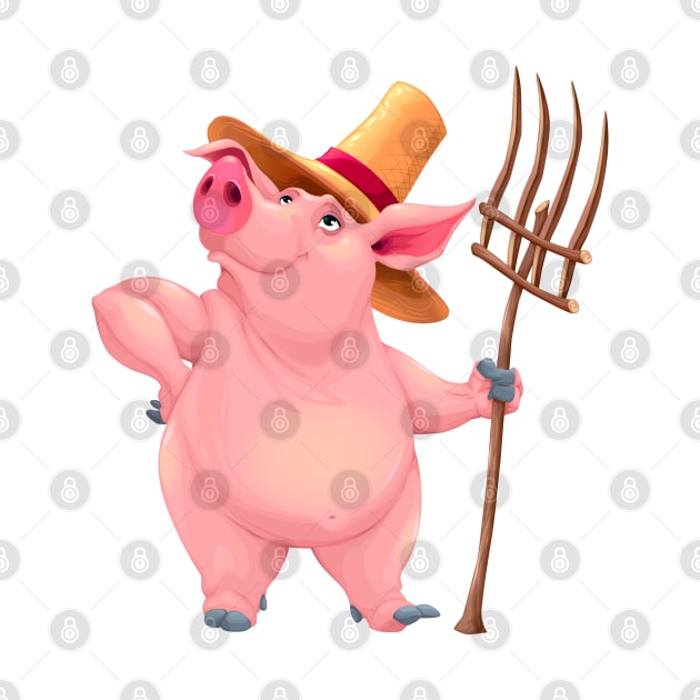 Farmer pig with tool by ddraw