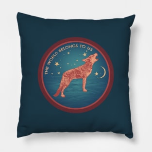 Coyotes Howl At Night Linocut Style Pillow