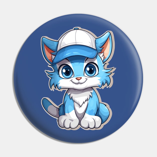 smurf cat, blue cat, cute cartoon blue kitten in a cap