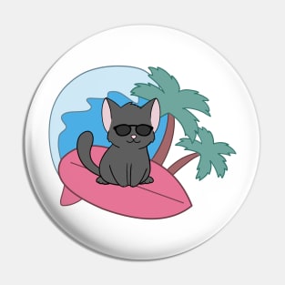 Black Cat at the beach Pin