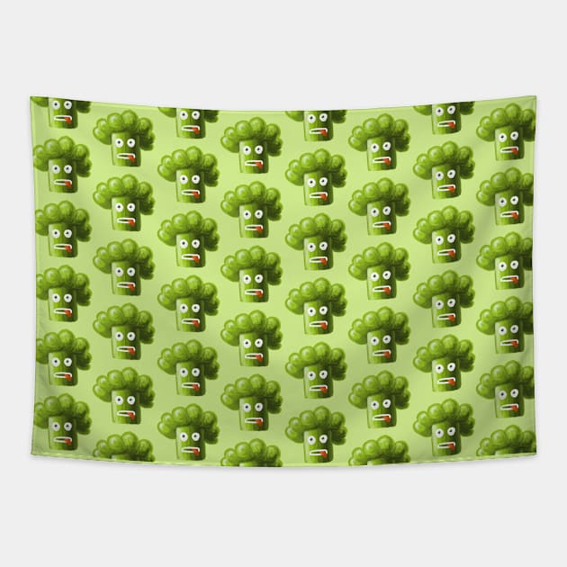 Funny Broccoli Pattern Tapestry by Boriana Giormova