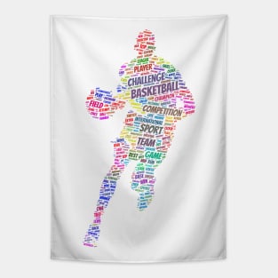 Basketball Sport Silhouette Shape Text Word Cloud Tapestry