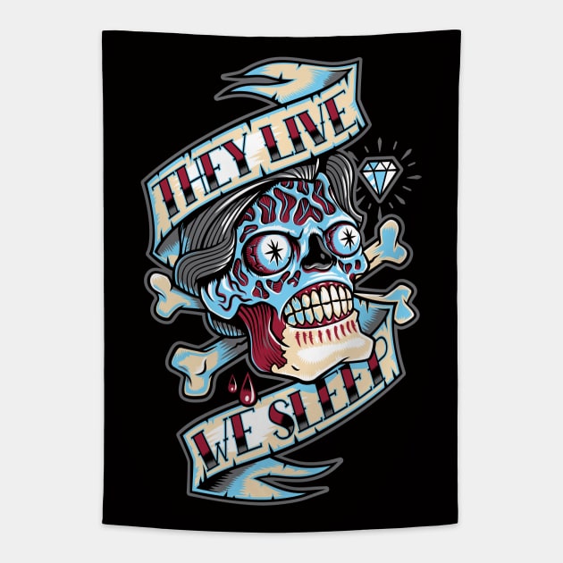 They Live...We Sleep - Sci Fi Horror Tapestry by Nemons