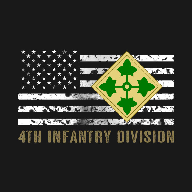 Disover 4th Infantry Division (Distressed Flag) - 4th Infantry Division Distressed Flag - T-Shirt