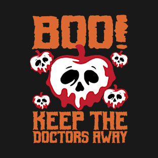 Scary Skull Apple Keeps Doctor Away Halloween Fruit T-Shirt